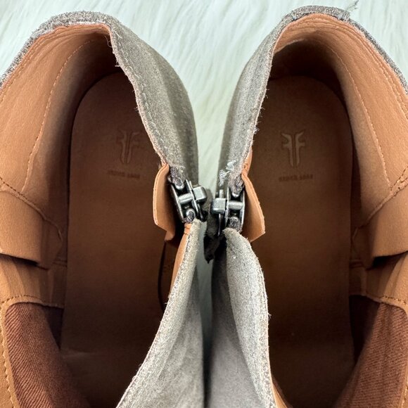 FRYE Judith Suede Ankle Double Zip Western Ankle Boot Bootie Sz Shoes 6.5 Taupe - Picture 8 of 10
